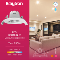 LED ROZETNA 7W 3CCT UGRADNA BELA OKRUGLA IP54 FIKSNA 3000/4000/6500K BD01-00780 Braytron