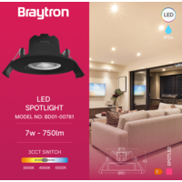 LED ROZETNA 7W 3CCT CRNA OKRUGLA IP54 3000/4000/6500K BD01-00781