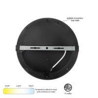 LED PLAFONJERA 30W CRNA IP65 vodonepropusna 3CCT tri boje svetla 3000/4000/6500K MONA-300 202303