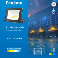 LED REFLEKTOR 20W SLIM 6500K IP65 CRNI BT66-02031 Braytron