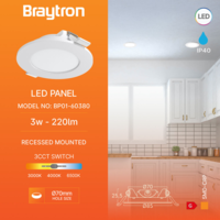 LED PANEL 3W UGRADNI OKRUGLI 3 BOJE SVETLA 3CCT BP01-60380 Braytron