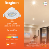 LED ROZETNA 7W 3CCT UGRADNA BELA OKRUGLA 3000/4000/6500K BD02-00780