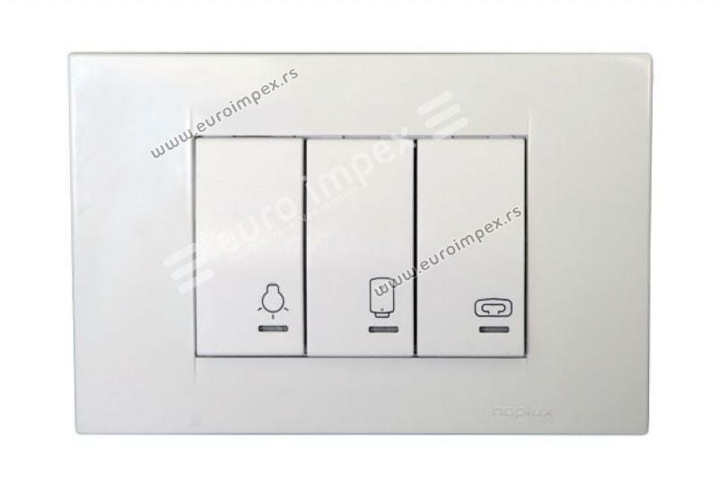 900101.2 Indikator za kupatilo sa TRI sklopke 3M 10AX/2x16AX (SVETLO GREJALICA BOJLER) Signal BELA Nopal Lux Primera