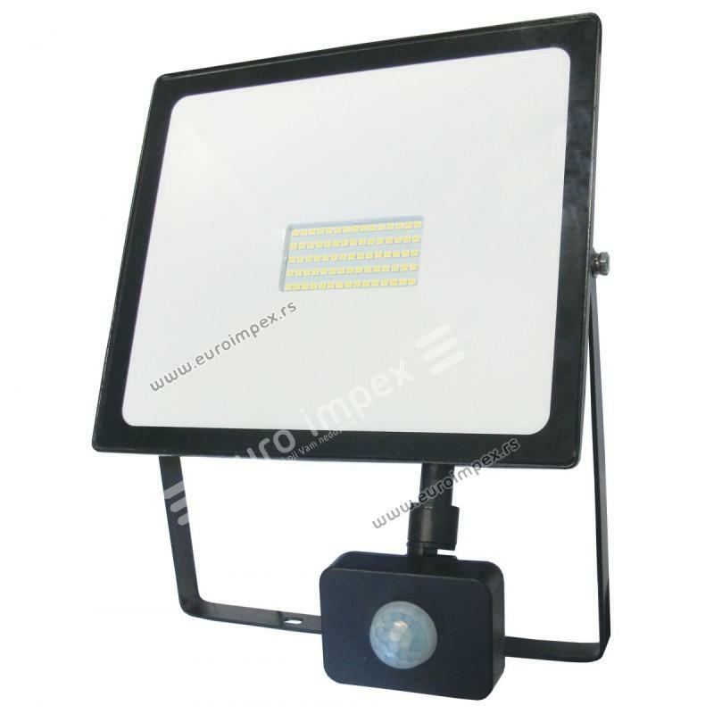 LED REFLEKTOR 50W SLIM CRNI SA SENZOROM 6500K 4000lm IP65 ELR049