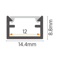 Aluminijumski led profil za LED trake nadgradni set sa difuzorom 2000x14.4x8.8mm M506 555007