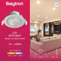 LED ROZETNA 7W 3CCT OKRUGLA SIVA 3u1 TRI BOJE SVETLA SPOT SVETILJKA BD02-00783 Braytron